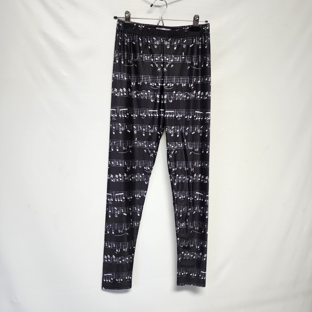 MUSICAL / MUSIC NOTES Black Leggings - XL
